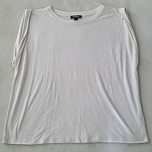 Express Women's Large Creme Color Rolled Cap Sleeve Aesthetic Capsule Wardrobe